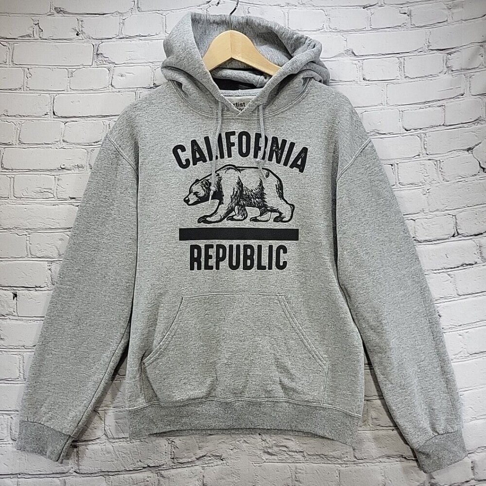 California Republic Hoodie Mens Pull Over Gray Sz S Small Pouch Pocket